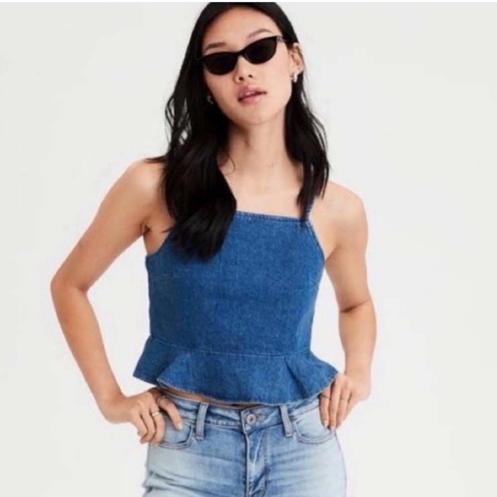 American Eagle denim crop top